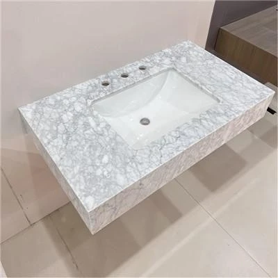 Carrara White Bathroom Sink Tops