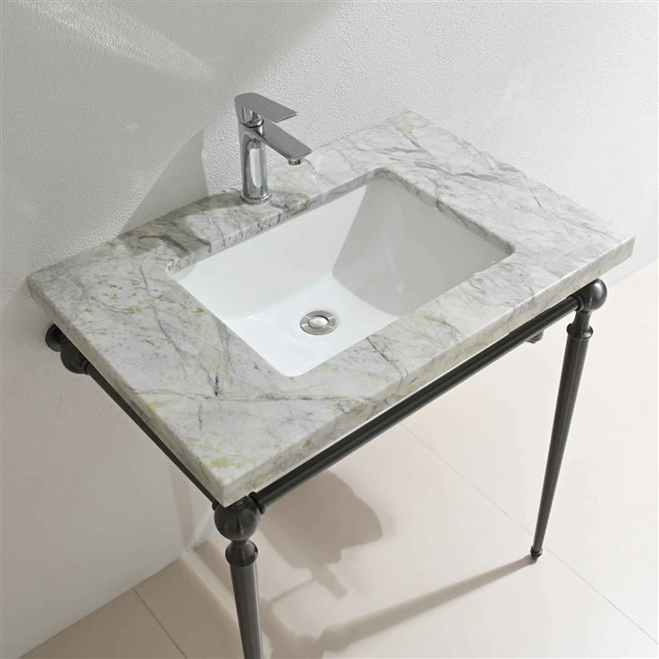 Natural Marble Cold Jadeite Metal Frame Bathroom Vanity