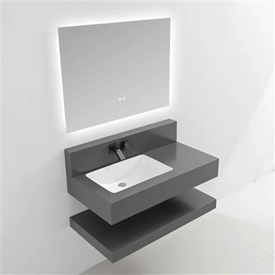 Mobilier de baie din piatră sinterizată gri Morandi